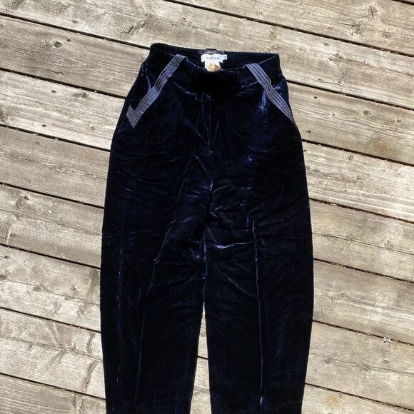Vintage 90s Valentino Miss V Velour Silk Velvet Designer Pants Size 10 - Picture 12 of 12